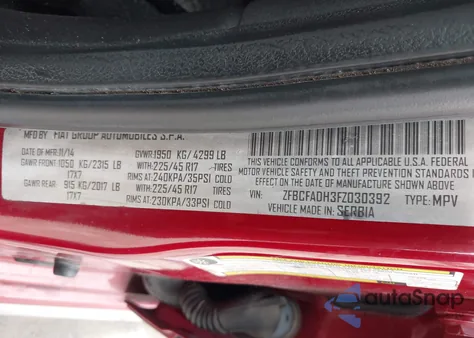 2015 Fiat 500L Trekking из США, поврежденный, VIN ZFBCFADH3FZ030392